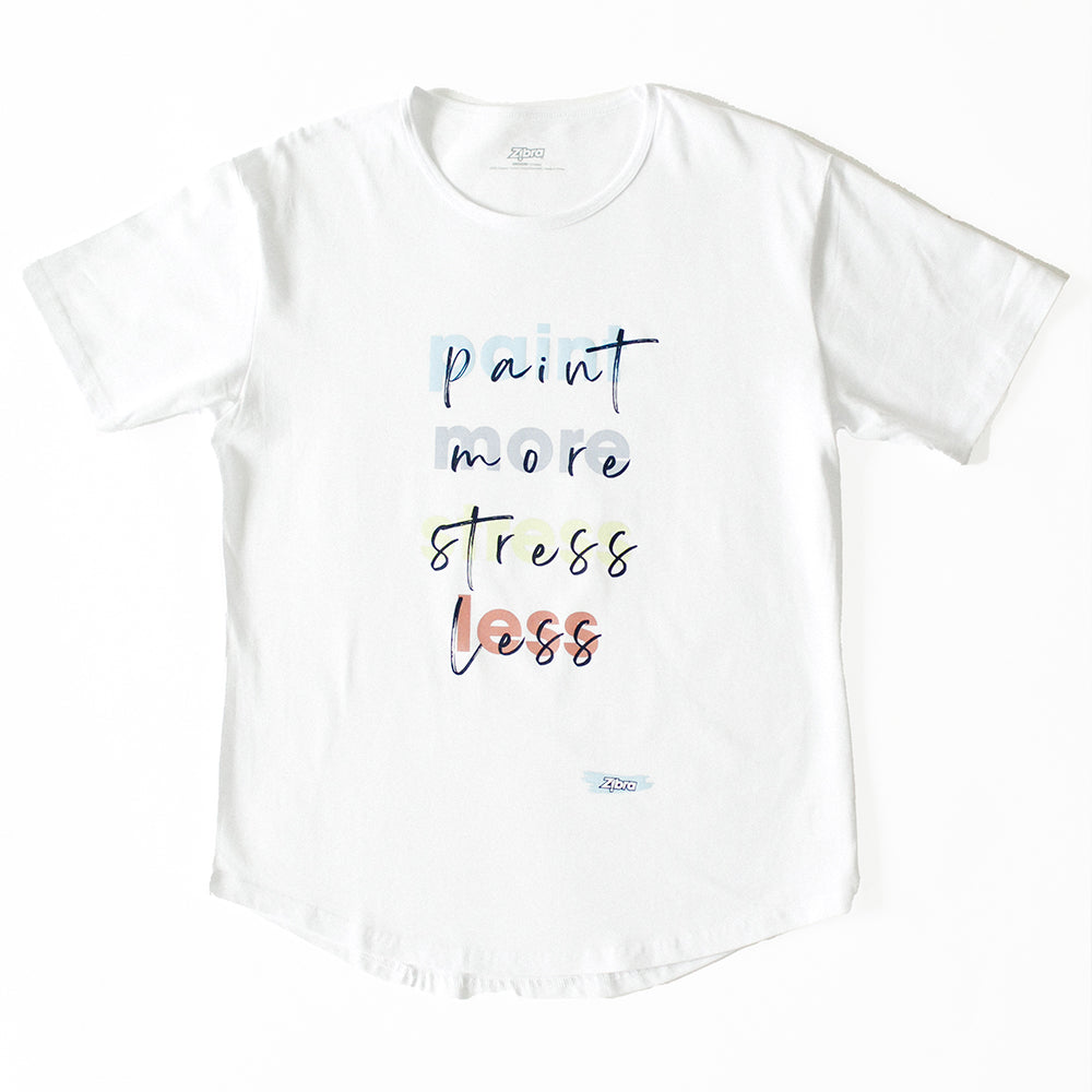 Paint More, Stress Less - White Tee