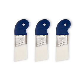 three piece ergonomic blue handle paint brush