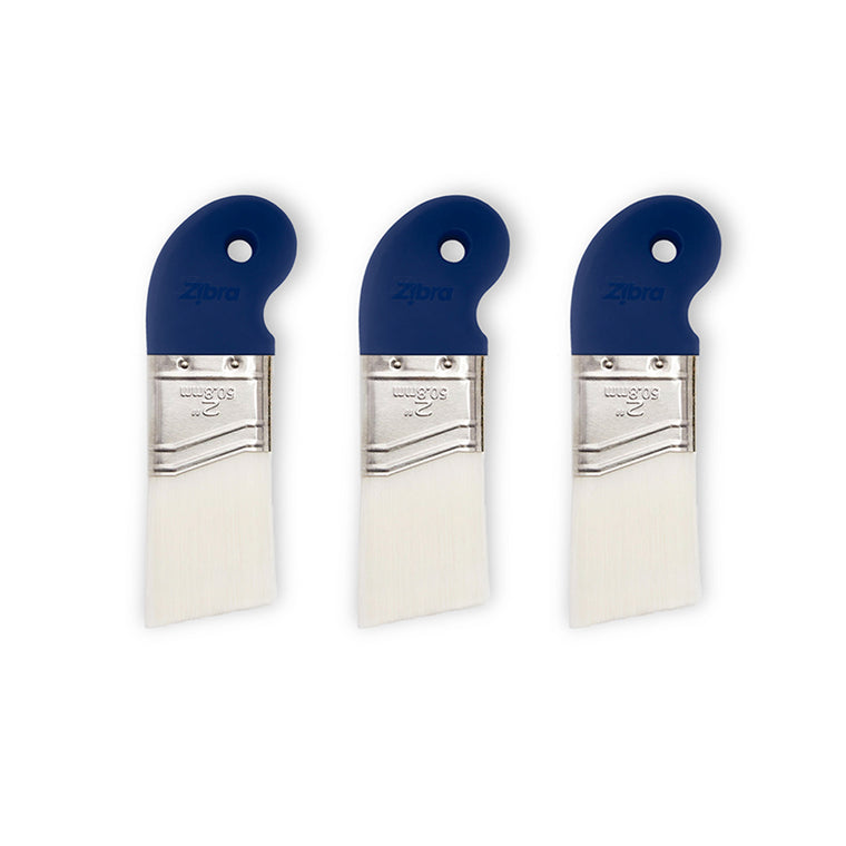 three piece ergonomic blue handle paint brush