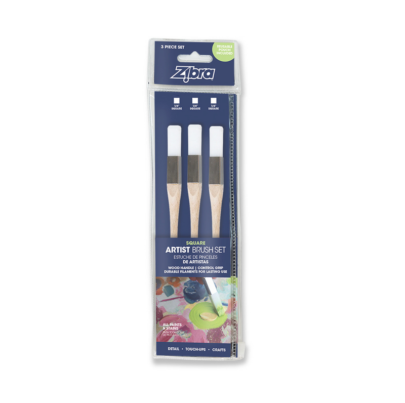 Artist Brush Set of 3 - 1/4" Square Brushes