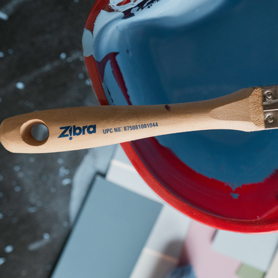 close up paint brush wood handle