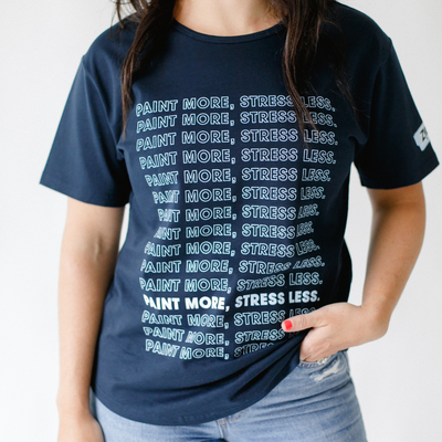 paint more stress less t-shirt
