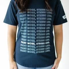 Load image into Gallery viewer, Paint More, Stress Less - Navy Tee
