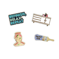 Load image into Gallery viewer, Flippin&#39; Out for Furniture Flippin&#39; - Set of 4 Enamel Pins
