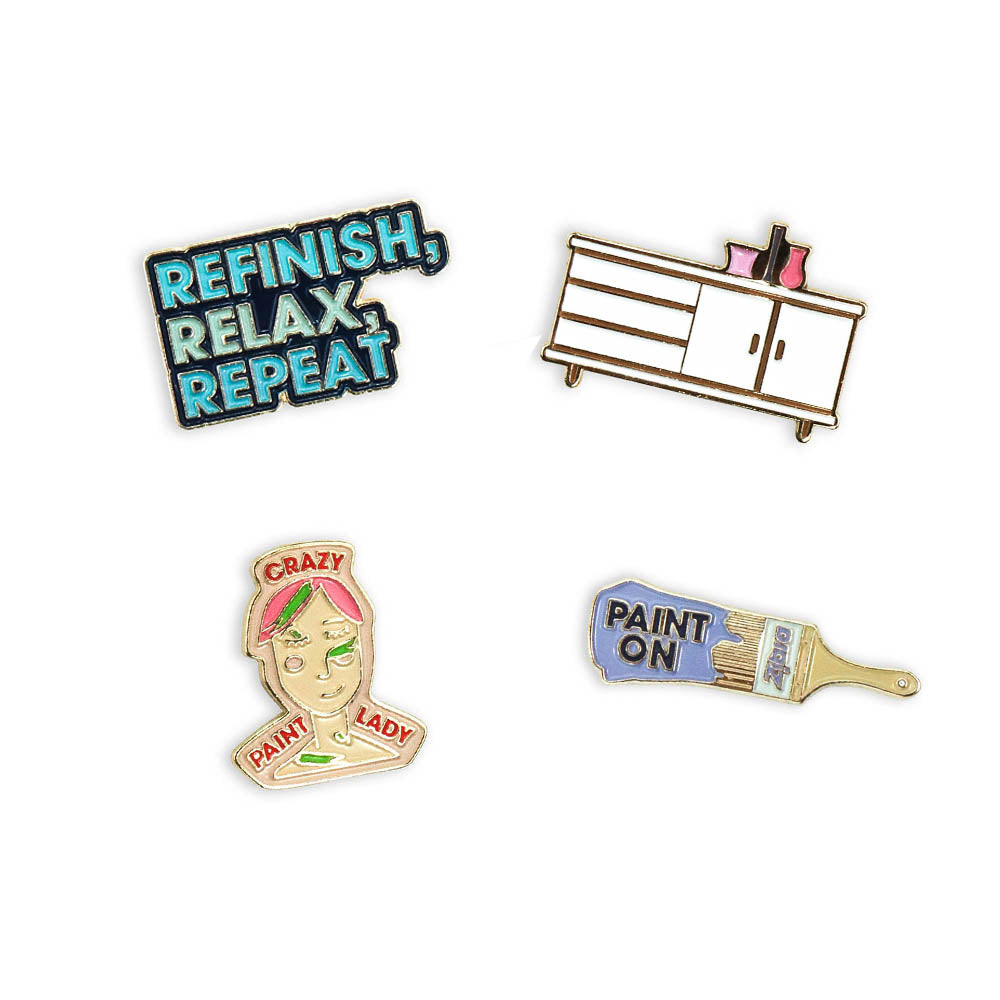 Flippin' Out for Furniture Flippin' - Set of 4 Enamel Pins